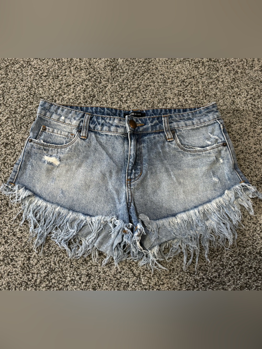 STS Blue Light Wash Fringed Denim Shorts